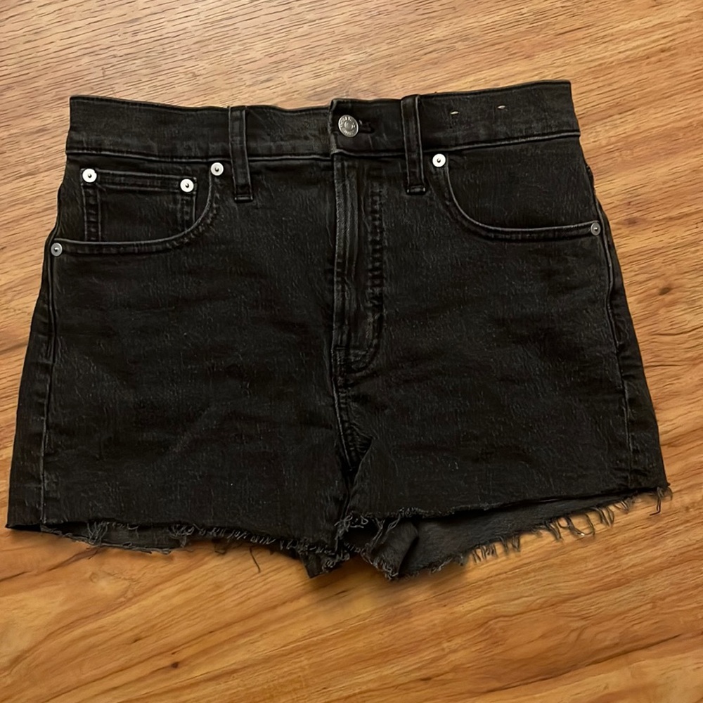 Madewell Black High-Rise Cutoff Jean Shorts